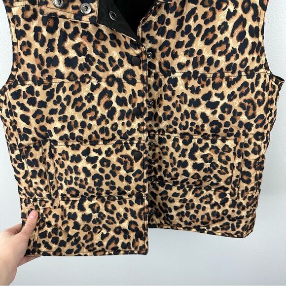 Veronica Beard Leopard Print Snap Button Front Cushing Puffer Vest Size Small - Picture 16 of 16